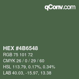 颜色代码: HEX #4B6548 | qconv.com