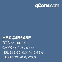Color code: HEX #4B6A8F | qconv.com