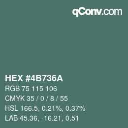 Color code: HEX #4B736A | qconv.com