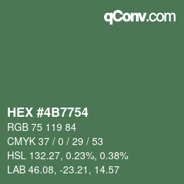颜色代码: HEX #4B7754 | qconv.com