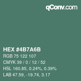 Color code: HEX #4B7A6B | qconv.com