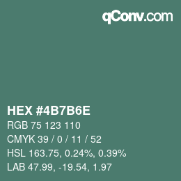Color code: HEX #4B7B6E | qconv.com