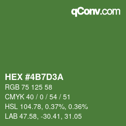 カラーコード: HEX #4B7D3A | qconv.com