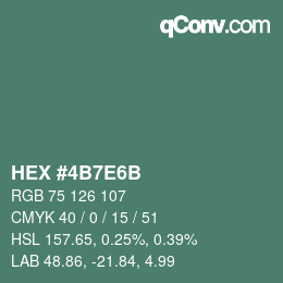 Color code: HEX #4B7E6B | qconv.com