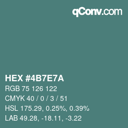Color code: HEX #4B7E7A | qconv.com