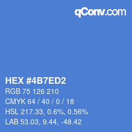 颜色代码: HEX #4B7ED2 | qconv.com