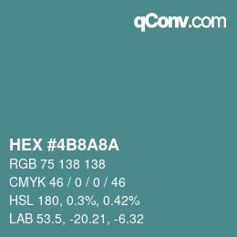 Color code: HEX #4B8A8A | qconv.com