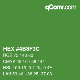 Color code: HEX #4B8F3C | qconv.com