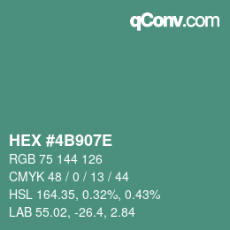 Color code: HEX #4B907E | qconv.com