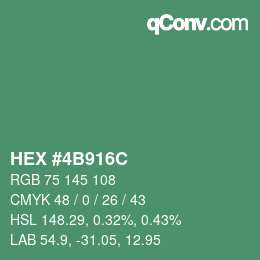 颜色代码: HEX #4B916C | qconv.com