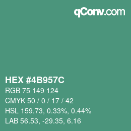 カラーコード: HEX #4B957C | qconv.com