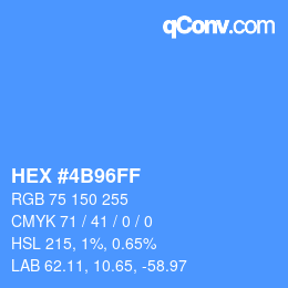 カラーコード: HEX #4B96FF | qconv.com