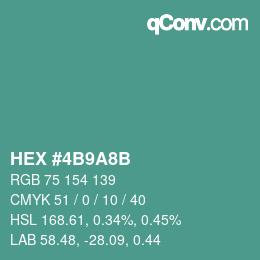 Color code: HEX #4B9A8B | qconv.com