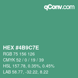 カラーコード: HEX #4B9C7E | qconv.com