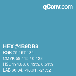 カラーコード: HEX #4B9DB8 | qconv.com