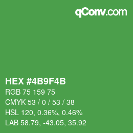 Color code: HEX #4B9F4B | qconv.com