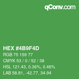 カラーコード: HEX #4B9F4D | qconv.com