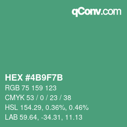 カラーコード: HEX #4B9F7B | qconv.com