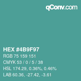 カラーコード: HEX #4B9F97 | qconv.com