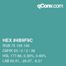 Color code: HEX #4B9F9C | qconv.com