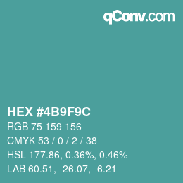 Color code: HEX #4B9F9C | qconv.com