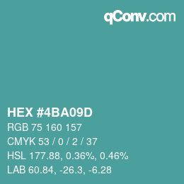 Color code: HEX #4BA09D | qconv.com