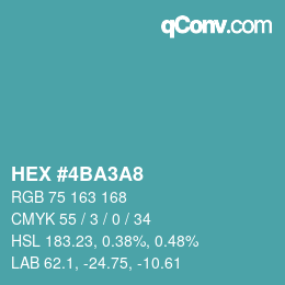 カラーコード: HEX #4BA3A8 | qconv.com