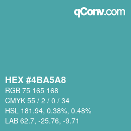 Color code: HEX #4BA5A8 | qconv.com