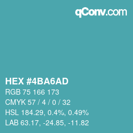 カラーコード: HEX #4BA6AD | qconv.com
