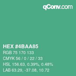 Farbcode: HEX #4BAA85 | qconv.com