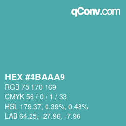 Farbcode: HEX #4BAAA9 | qconv.com