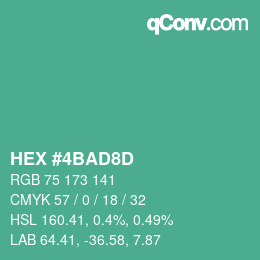 カラーコード: HEX #4BAD8D | qconv.com
