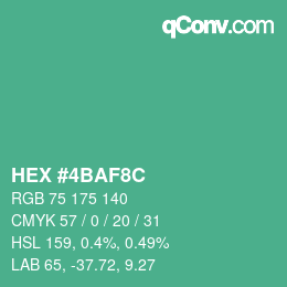 Color code: HEX #4BAF8C | qconv.com