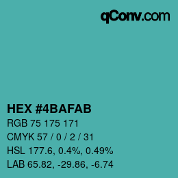 Color code: HEX #4BAFAB | qconv.com