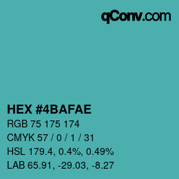Color code: HEX #4BAFAE | qconv.com