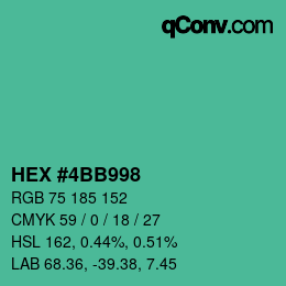Farbcode: HEX #4BB998 | qconv.com