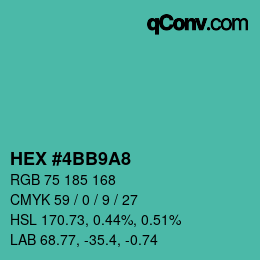 Color code: HEX #4BB9A8 | qconv.com