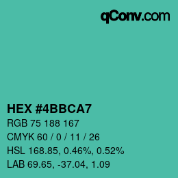 Color code: HEX #4BBCA7 | qconv.com