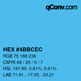颜色代码: HEX #4BBCEC | qconv.com