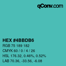 Color code: HEX #4BBDB6 | qconv.com
