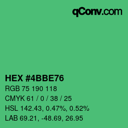 颜色代码: HEX #4BBE76 | qconv.com