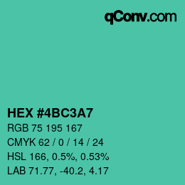 カラーコード: HEX #4BC3A7 | qconv.com