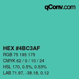 Farbcode: HEX #4BC3AF | qconv.com