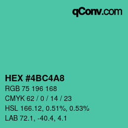 Color code: HEX #4BC4A8 | qconv.com