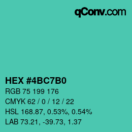 カラーコード: HEX #4BC7B0 | qconv.com