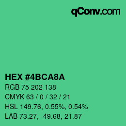 Color code: HEX #4BCA8A | qconv.com