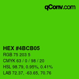 カラーコード: HEX #4BCB05 | qconv.com