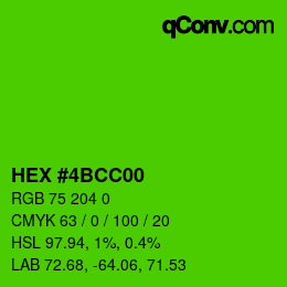 Code couleur: HEX #4BCC00 | qconv.com