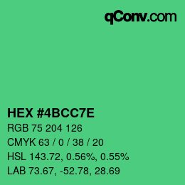 カラーコード: HEX #4BCC7E | qconv.com