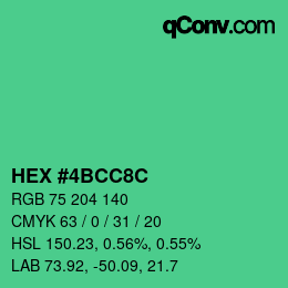 Color code: HEX #4BCC8C | qconv.com